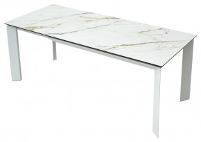 Стол CREMONA 180 KL-188 Контрастный мрамор матовый, итальянская керамика/ белый каркас, ®DISAUR в Коротчаево - korotchaevo.mebel24.online | фото 9
