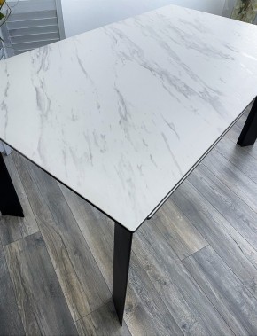 Стол CREMONA 180 KL-99 Белый мрамор матовый, итальянская керамика / черный каркас, ®DISAUR в Коротчаево - korotchaevo.mebel24.online | фото 2