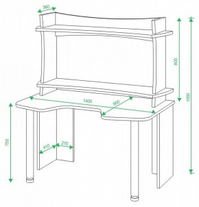 Стол компьютерный Домино lite СКЛ-Игр140 в Коротчаево - korotchaevo.mebel24.online | фото 2