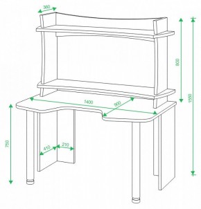 Стол компьютерный Домино Lite СКЛ-Игр140+НКИЛ140ВЛ в Коротчаево - korotchaevo.mebel24.online | фото 2