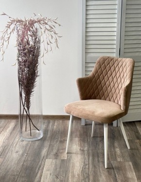 Стул HERMAN 360 град. БЕЖЕВЫЙ #5, велюр / белый каркас М-City в Коротчаево - korotchaevo.mebel24.online | фото 3