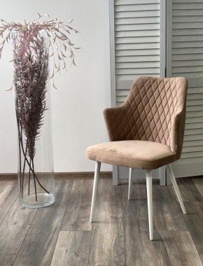 Стул HERMAN 360 град. БЕЖЕВЫЙ #5, велюр / белый каркас М-City в Коротчаево - korotchaevo.mebel24.online | фото 4