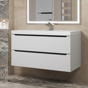 Тумба под раковину Uperwood Tanos 100 см, подвесная, белая/графит в Коротчаево - korotchaevo.mebel24.online | фото