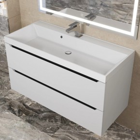 Тумба под раковину Uperwood Tanos 100 см, подвесная, белая/графит в Коротчаево - korotchaevo.mebel24.online | фото 10