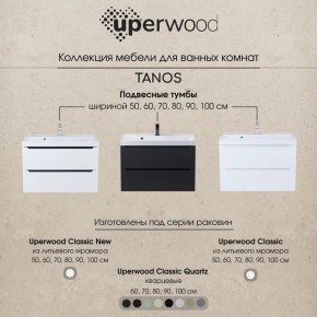 Тумба под раковину Uperwood Tanos 100 см, подвесная, белая/графит в Коротчаево - korotchaevo.mebel24.online | фото 12
