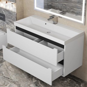 Тумба под раковину Uperwood Tanos 100 см, подвесная, белая/графит в Коротчаево - korotchaevo.mebel24.online | фото 9