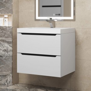 Тумба под раковину Uperwood Tanos 60 см, подвесная, белая/графит в Коротчаево - korotchaevo.mebel24.online | фото