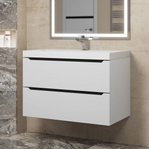 Тумба под раковину Uperwood Tanos 80 см, подвесная, белая/графит в Коротчаево - korotchaevo.mebel24.online | фото