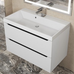 Тумба под раковину Uperwood Tanos 80 см, подвесная, белая/графит в Коротчаево - korotchaevo.mebel24.online | фото 8