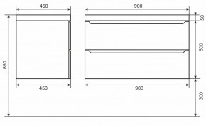 Тумба под раковину Uperwood Tanos 90 см, подвесная, белая/графит в Коротчаево - korotchaevo.mebel24.online | фото 6