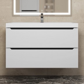 Тумба под раковину Uperwood Tanos 90 см, подвесная, белая/графит в Коротчаево - korotchaevo.mebel24.online | фото 8