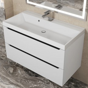 Тумба под раковину Uperwood Tanos 90 см, подвесная, белая/графит в Коротчаево - korotchaevo.mebel24.online | фото 9